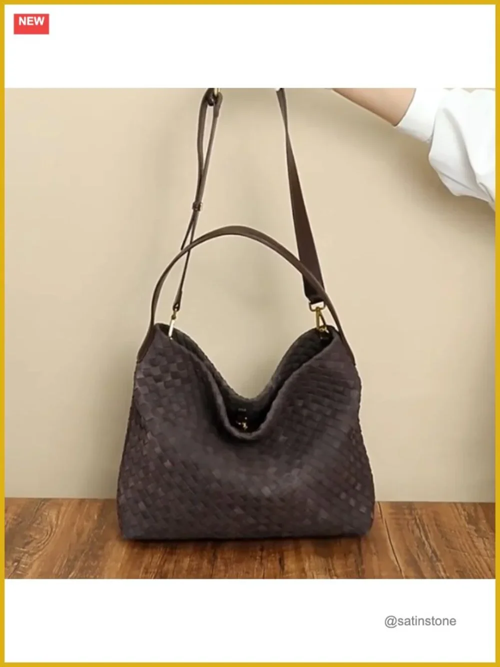 Braided Suede Tote Bag Woven Hobo Shoulder Bag for Work Travel